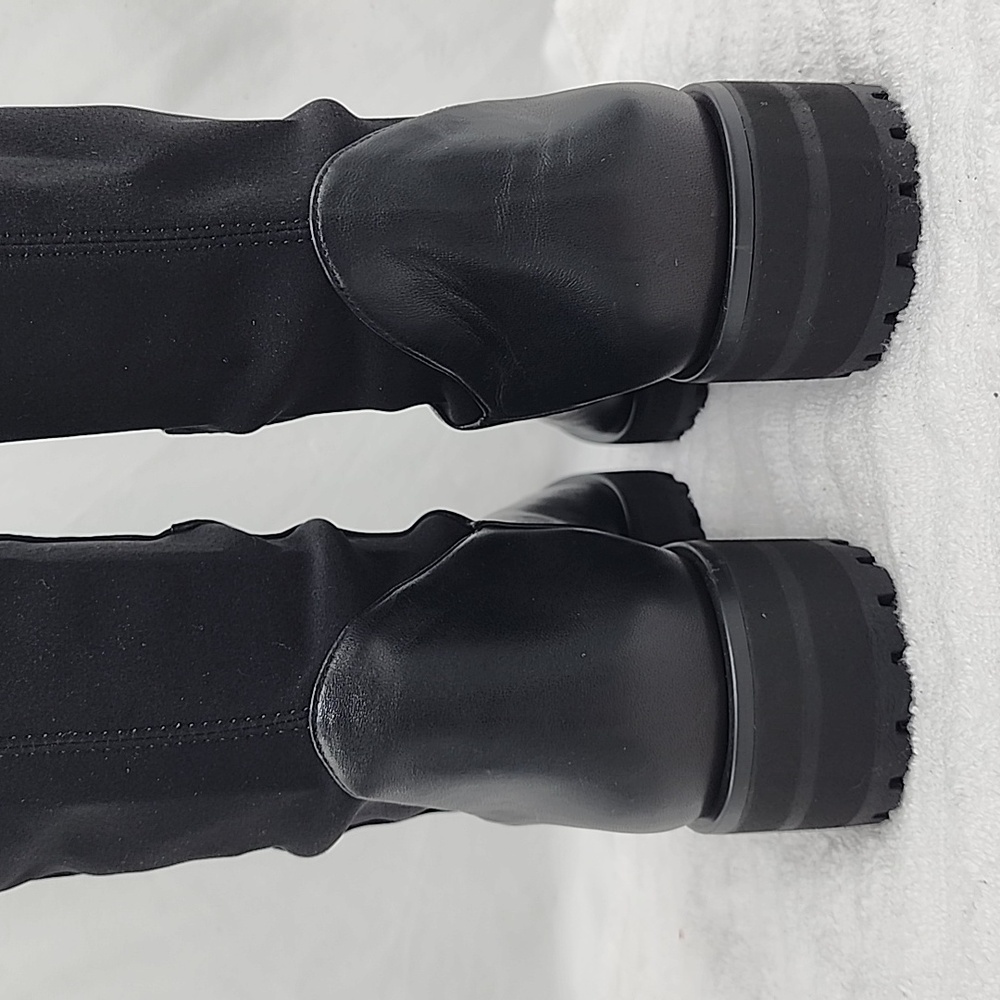 STUART WEITZMAN KNEE HIGH LUG 5050 LEATHER LIFT BLACK AWESOME BOOT LADIES 10 NEW - Picture 7 of 16